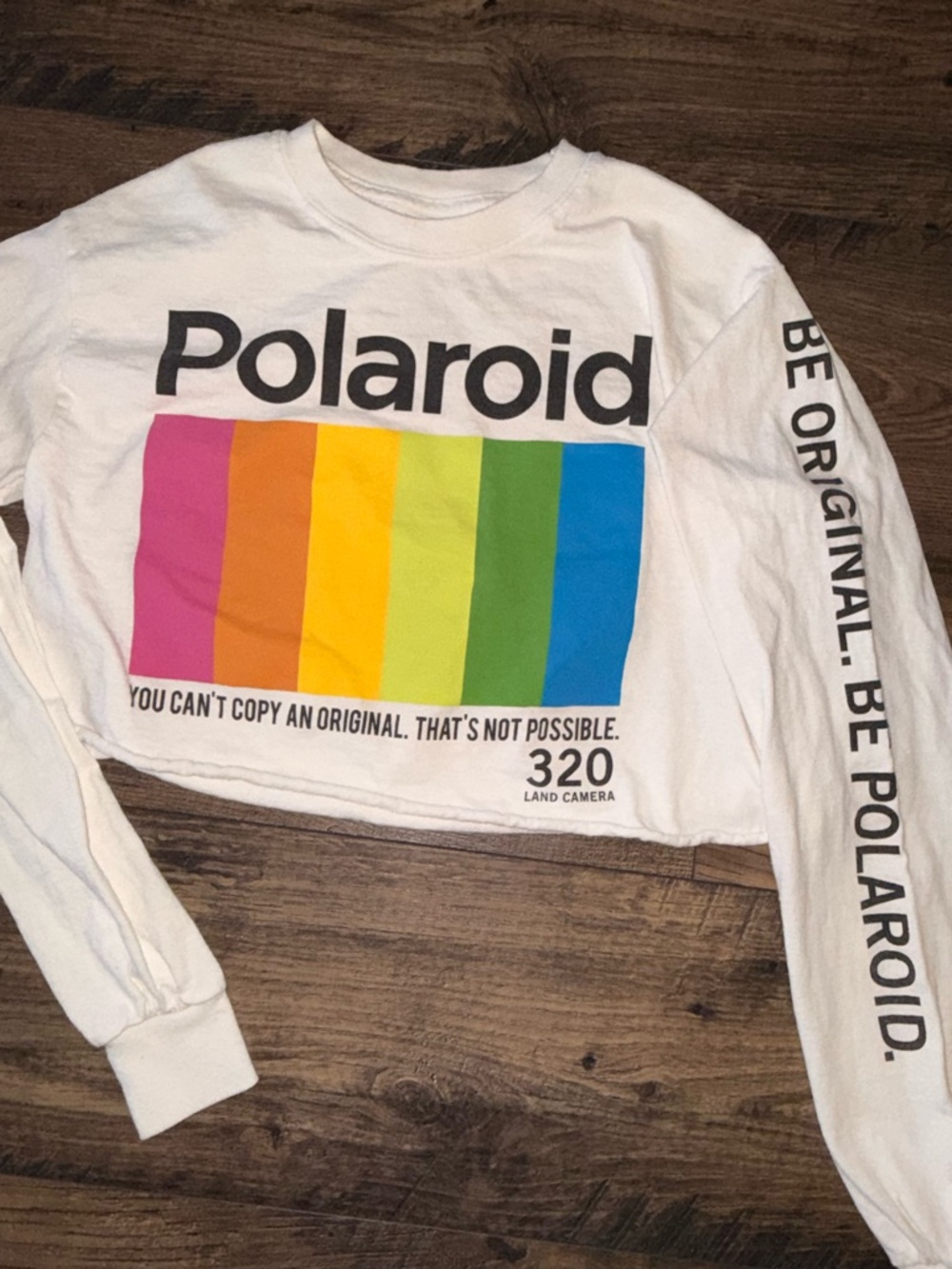 Original Polaroid White Cropped Long Sleeved T-Shirt